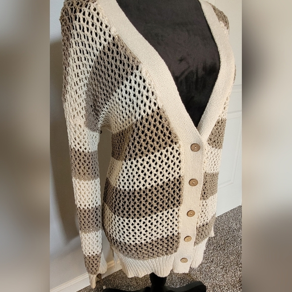 POL Button-down Women's Striped Knit Cardigan. Sz S. NWOT - Picture 2 of 4